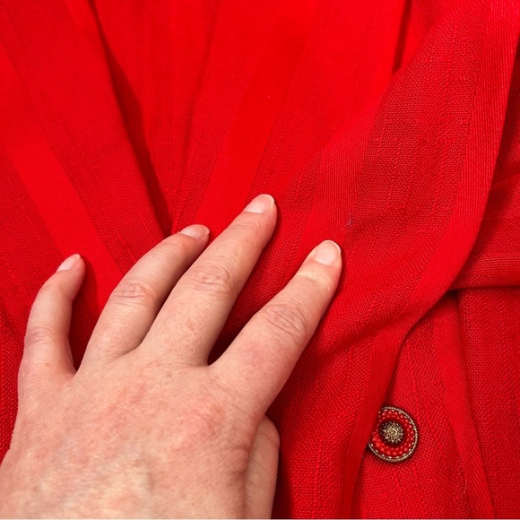 Vintage Sauci Red Stripe Skirt Suit Set Size Med Blazer Size 3 Skirt Office 90's - Picture 15 of 16